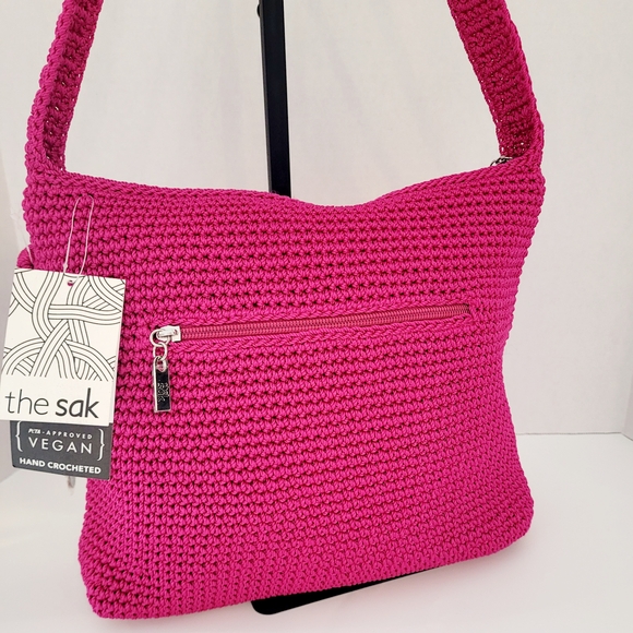 The Sak Handbags - The Sak Fuchsia Hand-Crocheted Vegan Shoulder Bag